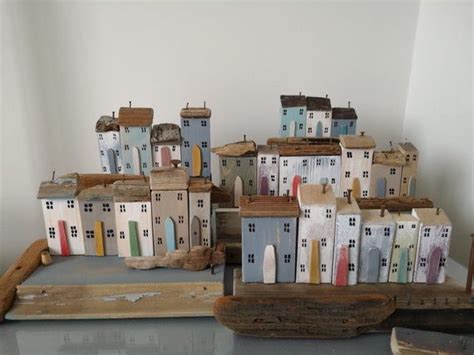 Driftwood Cottages Houses Coastal Seaside Beach Recycled Art