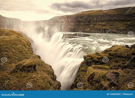 Canyon Beauty Waterfall Located In Canyon River Iceland River Rapid
