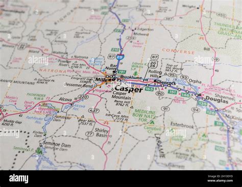 Map Of The City Of Casper Wy Stock Photo Alamy