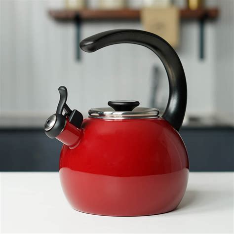 Circulon Enamel On Steel Whistling Tea Kettle 19 Liters Red