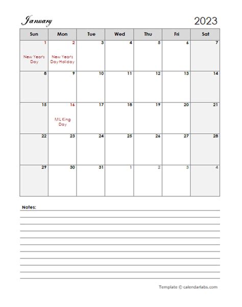 Free Monthly Calendar Template 2023 Printable Printable Templates