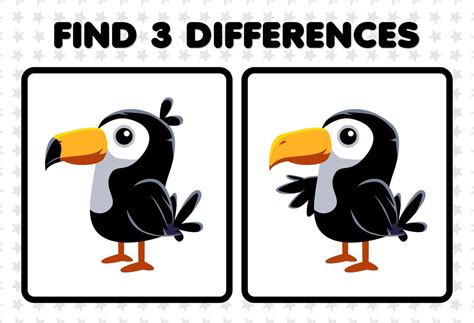 Education Game For Children Find Three Differences Between Two Cute