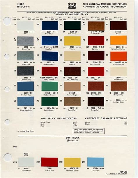 Chevrolet Paint Color Codes