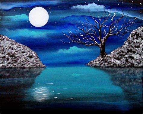 Midnight Reflection Painting By Angie Phillips