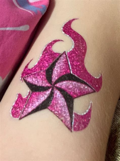 I Put This Fun Sparkly Pink Metallic Star Tattoo On My Arm Mom And I ️