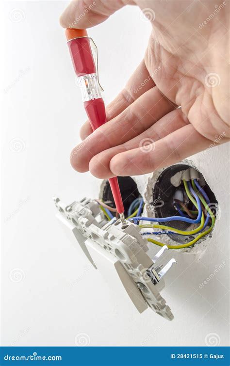 Installing A Light Switch Stock Image Image Of Electric 28421515