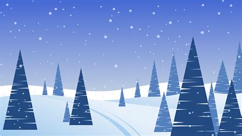 Winter Landscape Village Cartoon Illustration Vector Image Stock