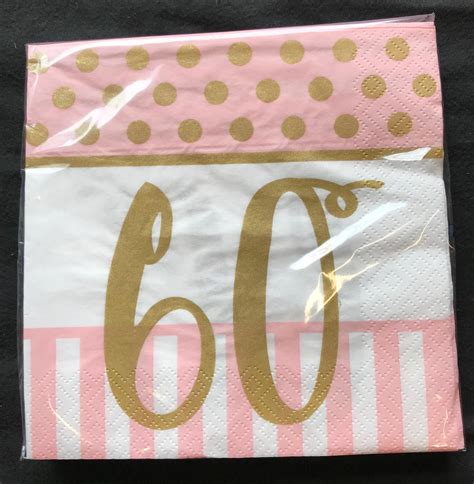 20 X Pink Chic Age 60 Birthday Napkins Pink And Gold 60th Birthday Party