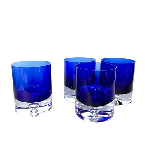 Block Crystal Cobalt Blue Old Fashioned Glasses Set Of 4 Chairish