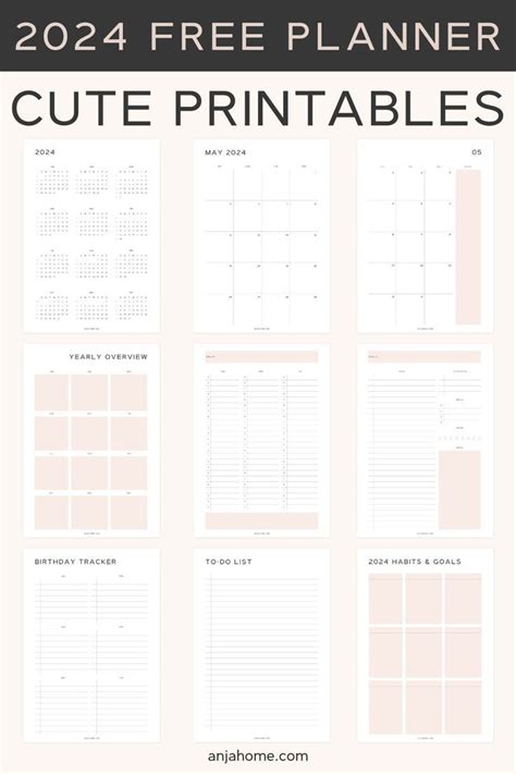 Aesthetic Cute 2024 Free Planner Printables Study Planner Free Daily