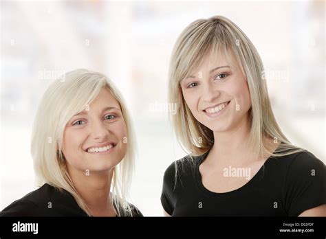 Portrait Of Two Casual Caucasian Women Students Or Business People