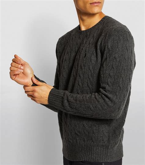 Ralph Lauren Grey Wool Cashmere Cable Knit Sweater Harrods Uk