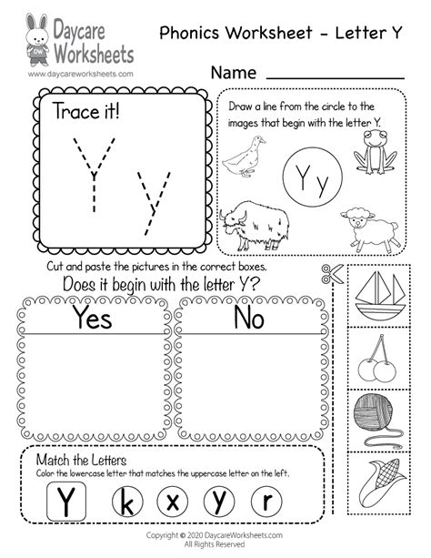 The Worksheet For Letter Y With Pictures And Words To Help Students