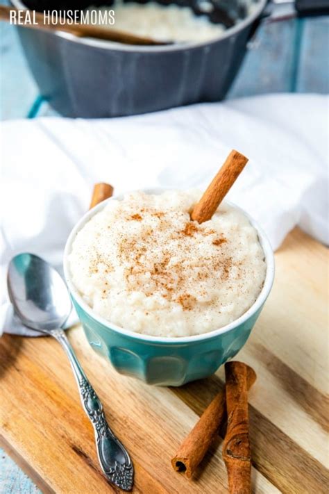 Rice pudding is a dish made from rice mixed with water or milk and other ingredients such as cinnamon, vanilla and raisins. Rice Pudding ⋆ Real Housemoms