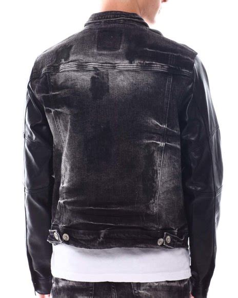 Buy Rip And Repair Faux Leather Denim Jacket Mens Outerwear From Create