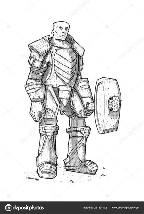 Futuristic Knight Armor Drawing Based On The Medieval Knight S Armor