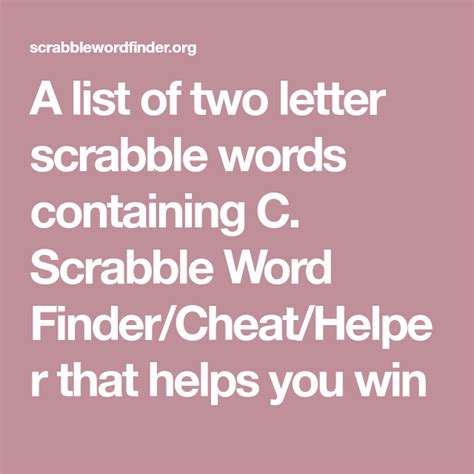 A List Of Two Letter Scrabble Words Containing C Scrabble