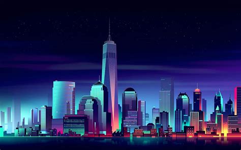 New York Art Nightscapes Skyscrapers America Usa For With