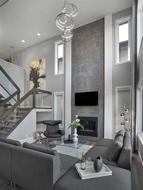 Modern Monochromatic Grey Living Room And Modern Monochromatic Grey
