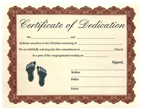 Baby Dedication Certificate Template Ewriting