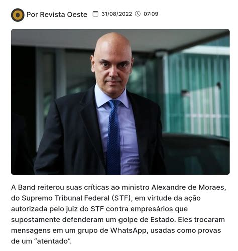 Nelson Carvalheira On Twitter Em Novo Editorial Band Volta A Criticar Moraes E Fala Em