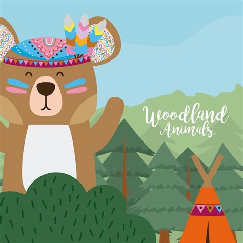 Premium Vector Bear Woodland Animals Cute Cartoons