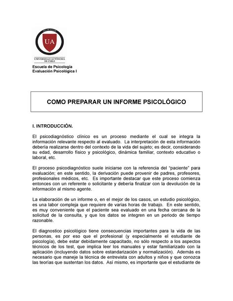 Ejemplo De Informe Psicologico De Un Ni O Opciones De Ejemplo