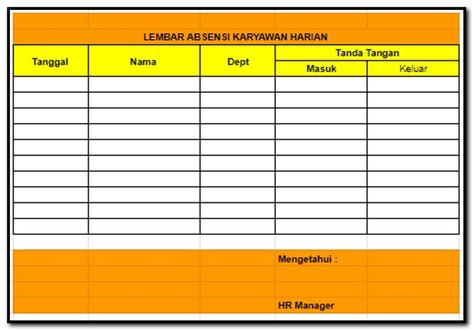 Contoh Format Lembar Absensi Karyawan Harian Manual Tips Kerja