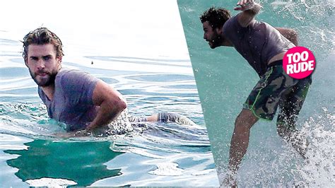 Surf S Up Liam Hemsworth Bares His Buns While Surfing In Malibu