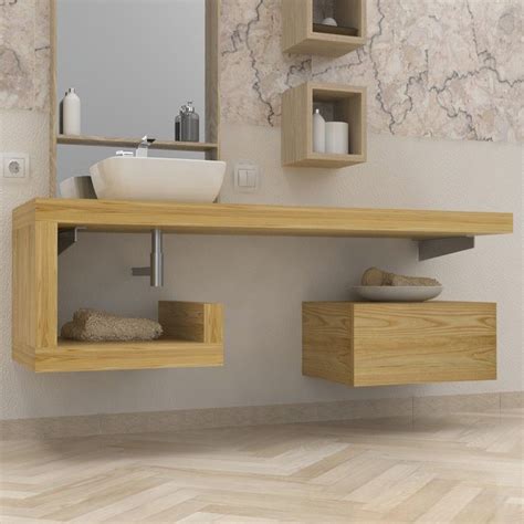 Console salle de bain bois massif | deco salle de bain en ...