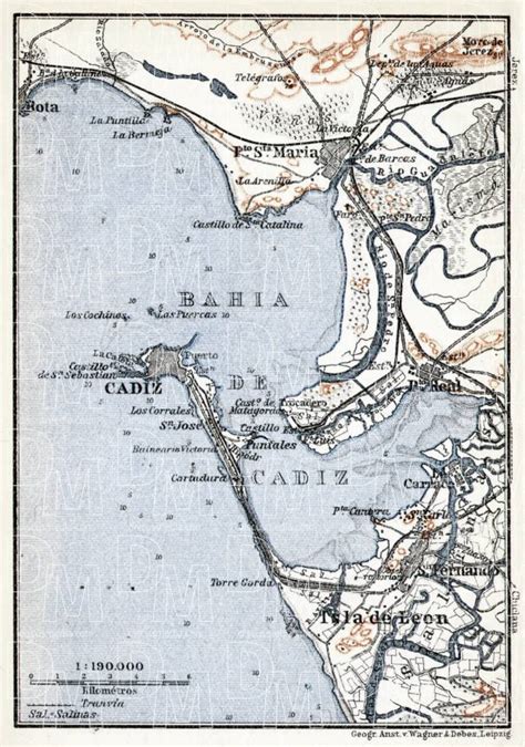 Old Map Of Cádiz And Vicinity In 1913 Buy Vintage Map Replica Poster