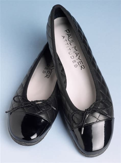 Quilted Flats In Black With Black Patent Toe The Ben Silver Collection