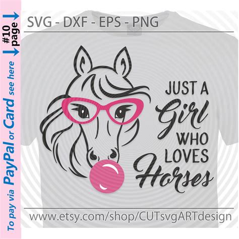 Just A Girl Who Loves Horses Svg Horse Eyeglasses Svg Etsy