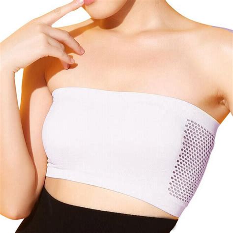 Women Sexy Wrapped Chest White Cotton Strapless Top Breathable Bras
