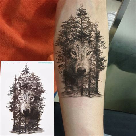 1pc 2115cm Waterproof Temporary Tattoo Sticker Wolf Forest Tatto