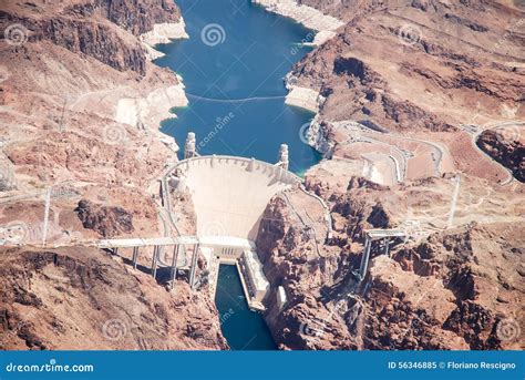 Aerial View Of Hoover Dam Stock Image Image Of Landmark 56346885