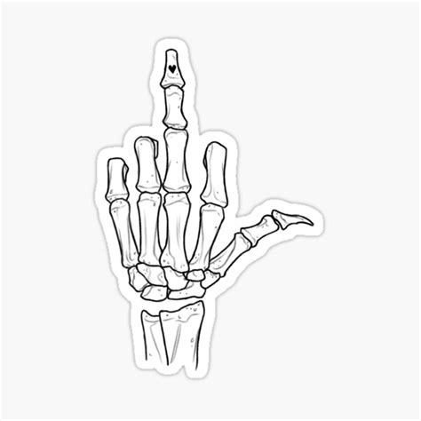 Skeleton Middle Finger Sticker For Sale By Naimlyarts Redbubble