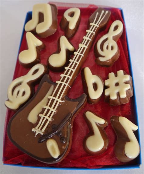 Hand Made Chocolate Electric Guitar And Musical Notes Chocolate House