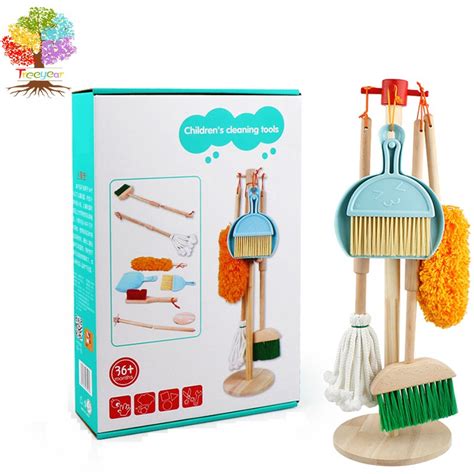 Wooden Detachable Toy Cleaning Set Kids Cleaning Toys 6 Piece