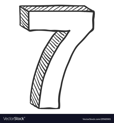 Hand Drawn Sketch Number Seven Royalty Free Vector Image