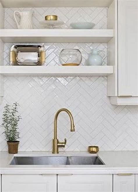 Backsplash White Favorite Herringbone Tile Backsplash White