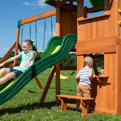 The place to start is with hardware kits that supply the fittings and fasteners, but not the lumber, or kits that supply finished lumber, fittings and fasteners. Somerset Wooden Swing Set - Playsets | Backyard Discovery