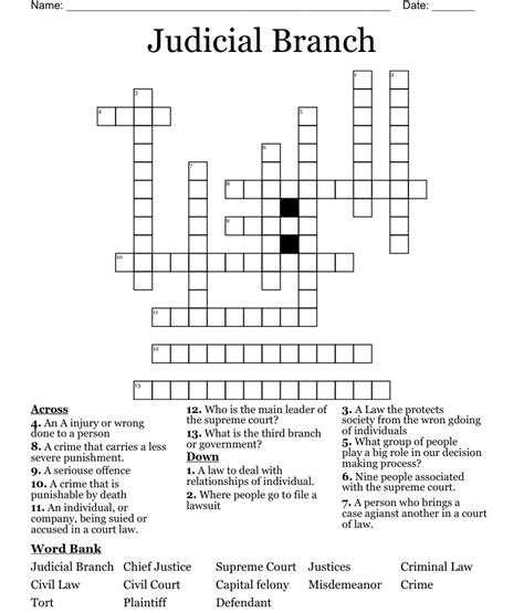 Judicial Branch In A Flash Crossword Puzzle Answers Nearpod Terms