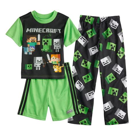 Boys Minecraft Lounge Pants Black With Green Creeper Clothing Shoes