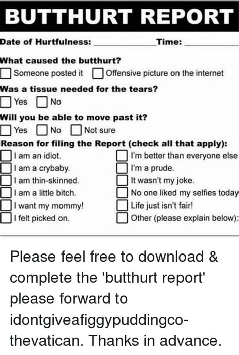 Butthurt Report Time Date Of Hurtfulness What Caused The Butthurt D