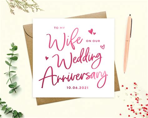 Anniversary Card Wife Wedding Anniversary Card Personalised Etsy Uk