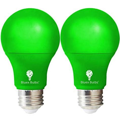 2 Pack Bluex Led A19 Green Light Bulb 9w 60watt Equivalent E26