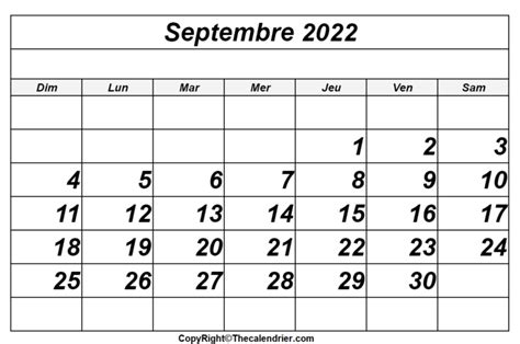 Calendrier Septembre 2022 The Calendrier