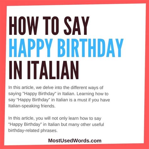 Birthday Felicitations In Italy Learn Them Happy Birthday Italian
