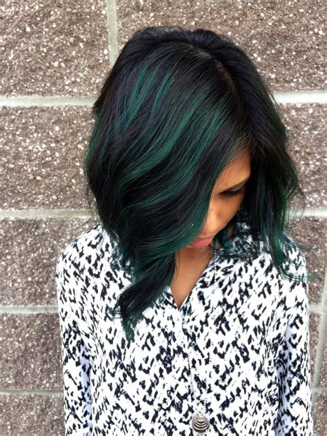 What colors does olive green go with? TRANSFORMATION: Pretty and Fun Dimension With Peacock Green | Peacock hair color, Green hair ...